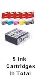 Canon Original Canon PGI-5BK schwarz und CLI-8 Schwarz, Cyan, Magenta & Gelb Combo Pack. 5 Patronen insgesamt. (PC)