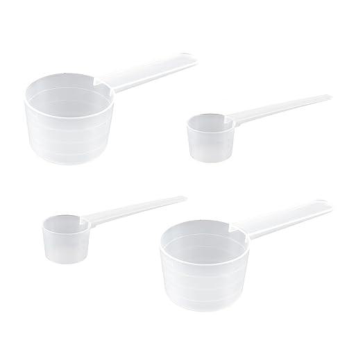 EnixwH 4 Piezas Cucharas Medidoras, Cuchara Medidora Gramos, Cuchara Dosificadora Cucharas Medidoras Gramos de 40ml, Cuchara Dosificadora de 5g, Transparente con Escala de 10ml, 20ml, 30ml, 40ml