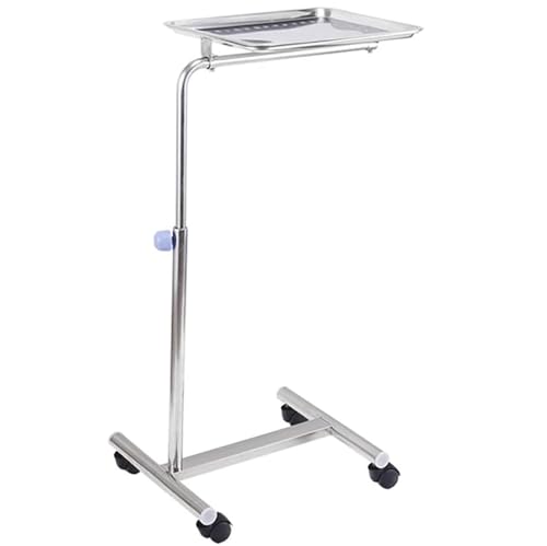 Soporte de bandeja móvil de acero inoxidable, altura ajustable, carrito de almacenamiento con ruedas para spa, clínica, laboratorio, hospital, odontología