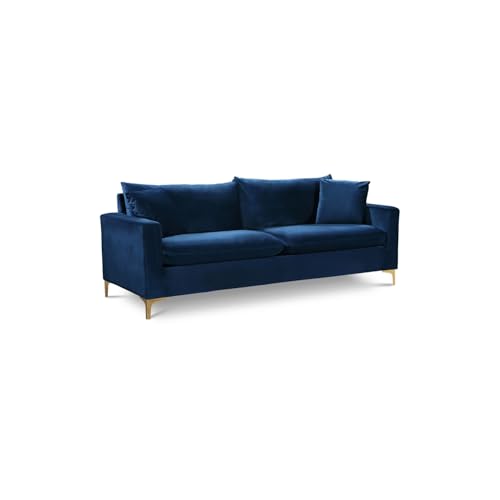HomeStock Velvet Sofa Living Room - Navy Blue Couch with