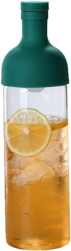 フィルターインボトル水筒 ガラス水筒 耐熱ガラス 透明 熱湯 食洗機対応 350/750/1000ml フィルターインボトル実用容量 ホワイト (グリーン,1L)