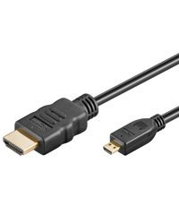 BIGtec High Speed 0,5m micro HDMI Kabel with Ethernet HDMI micro Kabel A/D HDMI Kabel 0,50m 0,5 m High Speed HDMI Kabel / HDMI mikro Type D , vergoldet , Kabel schwarz / 3D Wiedergabe , Deep Color HDMI 1.4 Kabel