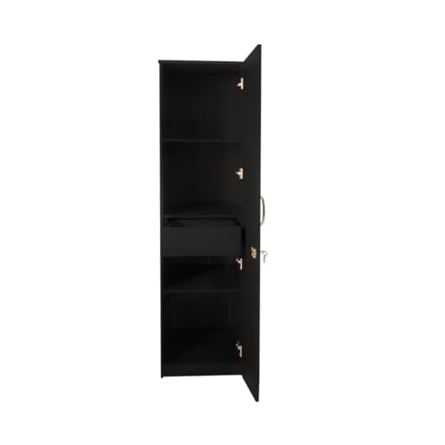 Image of Amazon Brand - Solimo Optima Engineered Wood 6ft 1 Door Wardrobe for Clothes with Drawer| Storage Organizer | Storage Cabinet | Multipurpose Almirah for Bedroom - Wenge, 6ft