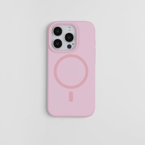 Coque iPhone 16 silicone rose idéale pour la recharge sans fil au bureau