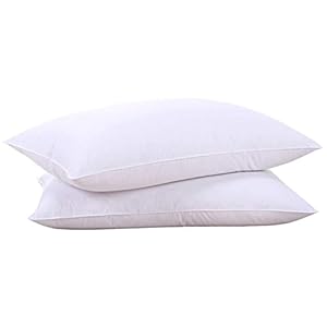 puredown® Goose Feathers and Down White Pillows with 100% Soft Cotton Cover, Bed Sleeping Hotel Collection Pillows Set of 2 Queen Size