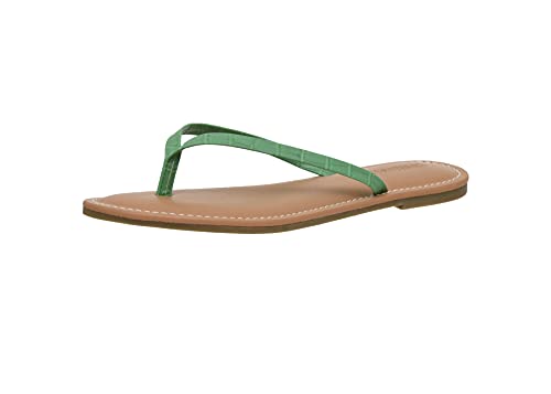 CUSHIONAIRE Sandalia Chancla Plana Cora para Mujer con +Comodidad y Anchos Anchos Disponibles, Green Croco 40 EU