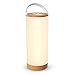 Produktbild Holz Optik Tischlampe LED vintage Nachttischlampe 3000K Warmweiß stufenlos dimmbar Touch Bedienung kabellos batteriebetrieben mit Akku Merkfunktion Ein-Griff tragbar (Weiß)