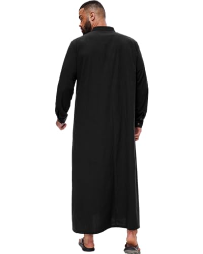 YAOHUOLE Kaftan for Men - Button Down Islamic Thobe Arabic Robes4