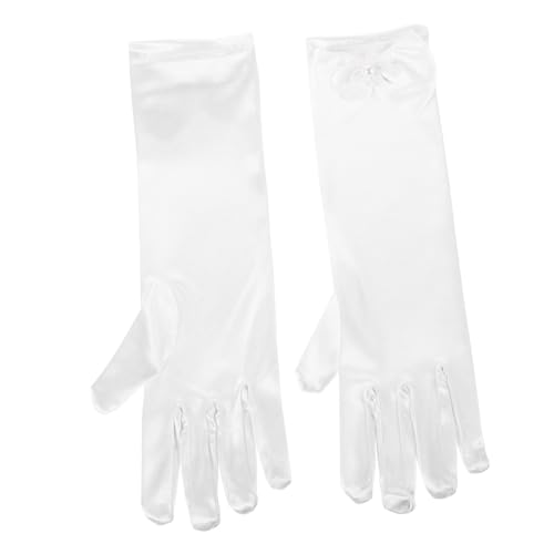 NOLITOY 1Pair Satin Princess Gloves for Elegant Long Lace Gloves with Bow for Flower for Tea Parties Weddings and Special Occasions Soft Comfortable and Stylish
