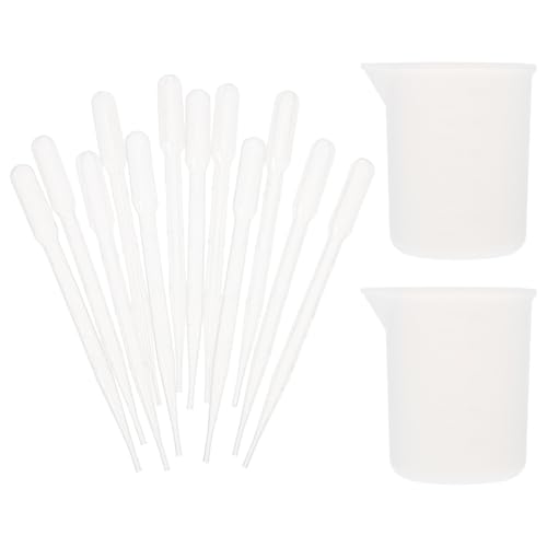 NAMOARLY 1 Set Epoxy Tool Set Measuring Cup Clear Vessel Tools DIY Accessory Calibrated Dropper Beaker with Scale Mixing Paint Cups Measuring Jar Transfer Pipettes White