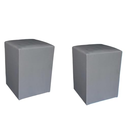 Kit com 2 Puff Quadrado em Suede 34x34x42 cm, Banco Decorativo para Sala, Quarto e Leitura(CINZA)