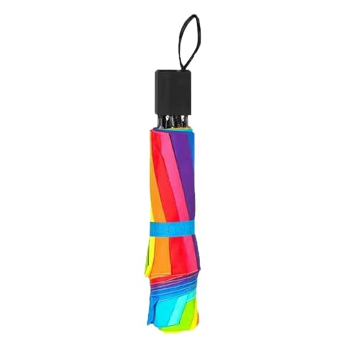 Livwellia Fashionable Rainbow Umbrella Tri-Fold Umbrella For Sunny And Rainy Days-1Pcs