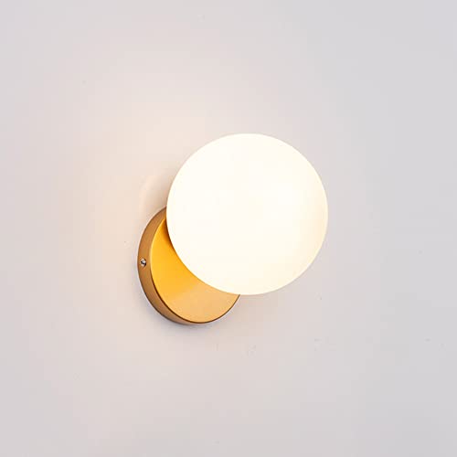 Klobvtt Aplique de pared de globo moderno, lámpara de pared de bola de cristal blanca, lámpara de pared de mediados de siglo, apliques de pared minimalistas para sala de estar, dormitorio, pasillo, of