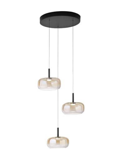 Suspension LED en verre cognac Devero Ø45 cm lustre haut de gamme à intensité réglable