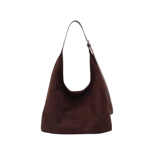 Suede Tote Bag for Women Slouchy Suede Purse Retro Adjustable Handbags Trendy Office Bag