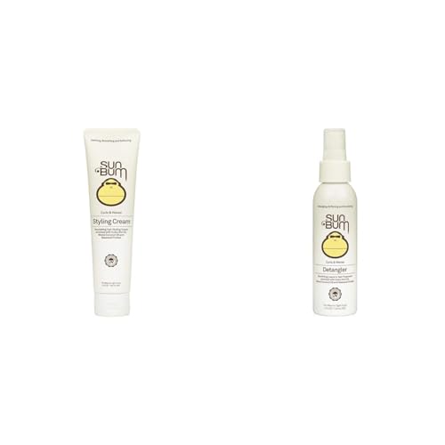 Sun Bum Vegan Curls and Waves Styling Cream and Detangler Bundle - 5 oz Cream and 4 oz Detangler for Wavy and Curly Hair - image 1