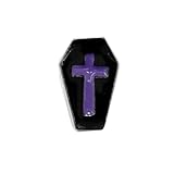 [凛りん] ボディピアス キャッチ 棺桶 クロス ハロウィン 合金 軟骨ピアス 片耳用 (16G・18G/ブラック×パープル)