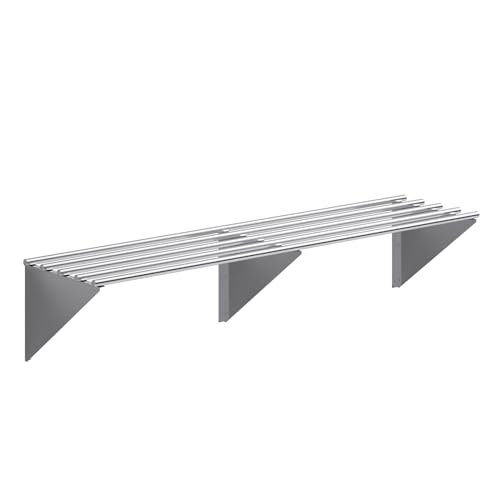 Image of AmGood 18 in. x 72 in. NSF Stainless Steel Tubular Wall Shelf | Heavy-Duty Metal Shelving for Appliances & Equipment | Ideal for Kitchen, Restaurant, Garage, Laundry, Utility Room