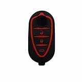 Odongk Silicone Key Cover Case for a-lfa for r-omeo 4C Mito Giulietta Myth 159 GTO GTA Flip Remote Fob for J-ACket Car-stying-Black redbutton