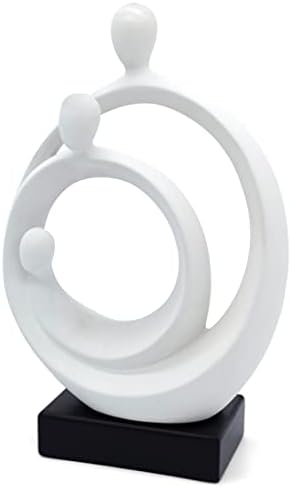 Vaudagio Stylish Sculpture Family Happiness – Timeless holy Family Sculpture Home Decor 14in – Abstract Decorative Statue for Living Room in White & Black - Modern Ceramic Figure Well Suited as Gift