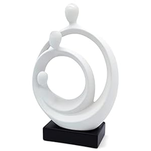 Elegante Escultura « Familia » – Moderna Figura de cerámica de 34 cm – Decoración intemporal para el salón y para el Nacimiento – Estatua Decorativa en Blanco y Negro