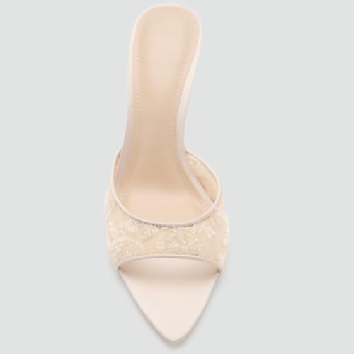 Image of YIYA Women's Open Pointed Peep Toe Mules Kitten Heels Stiletto High Heels Slide Sandals Summer Slip On Backless Dress Spring Summer Pumps Shoes