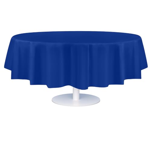 Image of Grandipty Plastic Table Cloth Disposable 12 Pack 84 inch Round Blue | Plastic table covers, durable disposable tablecloths, fade and tear-resistent table cover for party, event