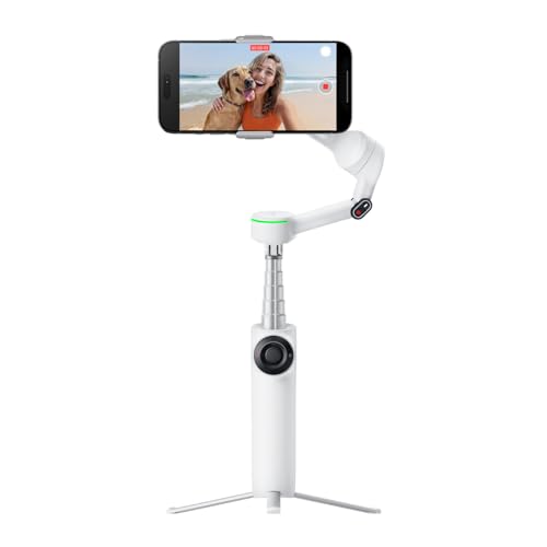 Image of Insta360 Flow 2 Pro White - Foldable AI Phone Gimbal, Track in 200+ Apps with Apple DockKit, Multi-Person Tracking, 360º Pan Tracking, Built-in Tripod /Selfie Stick, iPhone /Android Portable Stabilizer