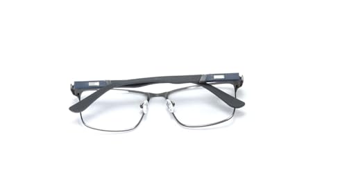 Óculos Armação Masculino Metal Com Lentes Sem Grau Zf-2 (Cinza Escuro)