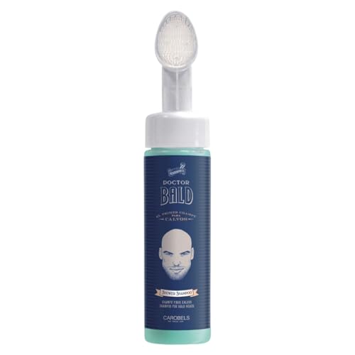 Beardburys Doctor Bald Shampoo für Glatzenträger – Kopfhaut-Reiniger mit Aloe Vera, Zaubernuss & Minze – Gegen Juckreiz, reguliert Talgproduktion – Mit patentierter Bürste – 100% vegan – 200 ml