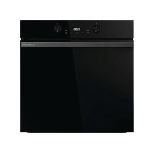Hisense BI64223ADBG - Horno eléctrico multifunción, 60 cm, 77 litros, cocción multinivel, 300°, función pizza, grill ventilado, guías telescópicas, limpieza a vapor, color negro, clase energética A