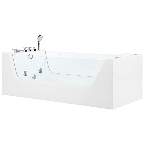 Freistehende Badewanne Whirlwanne aus Sanitäracryl weiß 170 x 80 cm Oyon