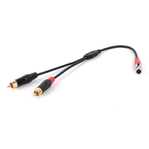 ROBAUN Cable Adaptador Mini XLR Macho/Hembra a Doble Macho de 3, 4 y 5 Pines, Divisor en Y, Mini XLR a 2 Cables.(2RCA-Mini F 3P-RD,0.2M)