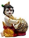 Amazing India Hand Carved Baby Krishna Resin Idol Sculpture Statue Size 7 Inches - Black And Golden