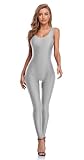 speerise Women's One Piece Bodycon Jumpsuit Tank Romper Spandex Bodysuit Sexy Catsuit for Workout, Gray, M