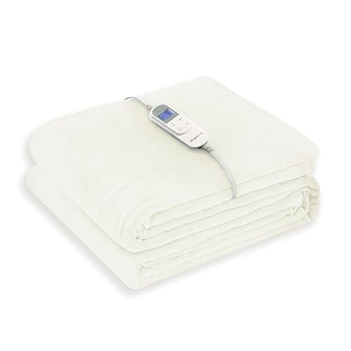Image of Wapaneus Heated Blanket Electric Full Size 72 inchx84 inch with 10 Heating Levels 12 Timer Settings and 8 Hours Auto-Shut Off,Flannel Fast-Heating Electric Blanket,ETL Listed Machine Washable,Ivory