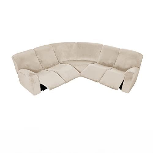 Jianyana Funda Sofa Rinconera Elastica 5 Plazas, Esquinero Cheslong, Jacquard Protector 7 Piezas Antideslizante