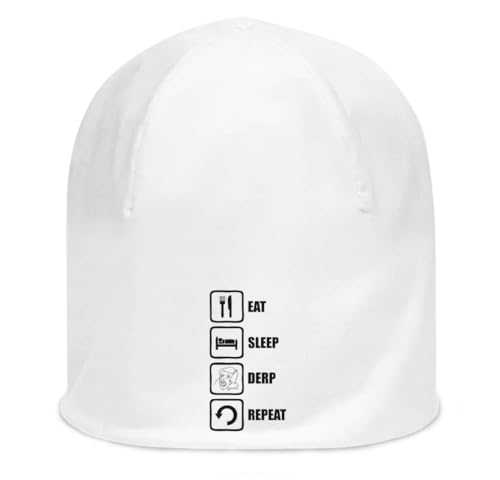 Bonnet blanc Eat Sleep Derp Repeat en coton extensible souple à haute élasticité pour adulte