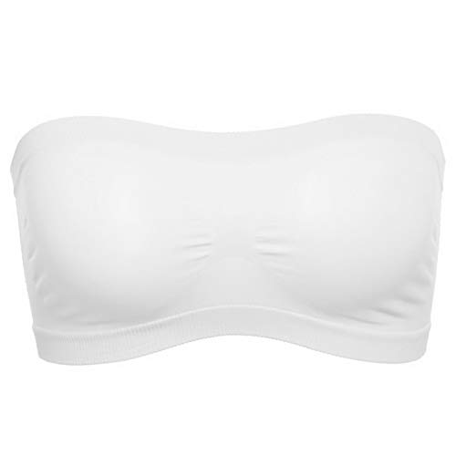 Qisen Trägerloser BH, Ladies Padded Strapless Soft Seamless Bandeau Bra, Bra Tube Top Bandeau Style Removable Padding Bra Seamless Stretch Cover