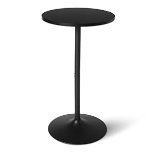 Amazon Basics Mesa de Bar, Mesa de Desayuno, Mesa de Bistró, Redonda, para Exteriores e Interiores, 59,9cm x 59,9cm x 106,4cm, Negra