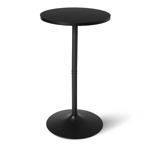 Amazon Basics Table de Bar, Table de Petit-Déjeuner, Table de Bistrot, Ronde, pour Extérieur et Intérieur, 59,9cm x 59,9cm x 106,4cm, Noire