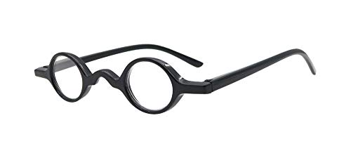 Small Round Retro Reading Glasses Mens Womens Spring Hinge Readers (One pair/Black, 2.5)2