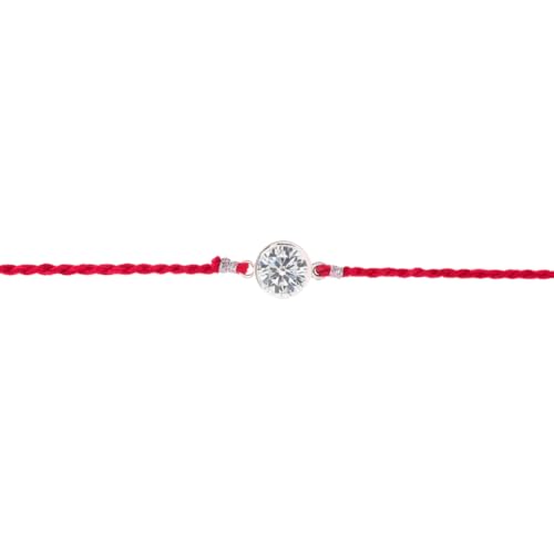 Image of ROOVI Pure 925 Sterling Silver Rakhi for Bhai with Roli Chawal