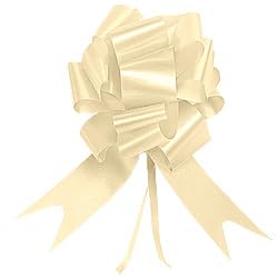 Générique Noeuds Automatiques Décoratifs en Polypro Satiné, 20 cm, Blanc, Lot de 10 (Ivoire)