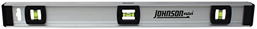 Johnson Level & Tool 1300-2400 Aluminum Level with Ruler, Easy Readability, Shock Absorbent, Silver, 24