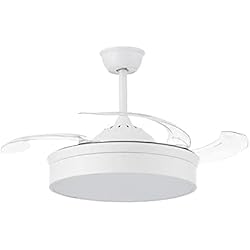 Lampara Ventilador Retractil Ventilador con Luz Lámpara LED 72W Ventilador Invisible Ultra Silencioso con Mando a Distancia y Palas Retráctiles ?52*H40cm Decoración Luz Fría/Neutra/Cálida Interiores Plafón lluminación