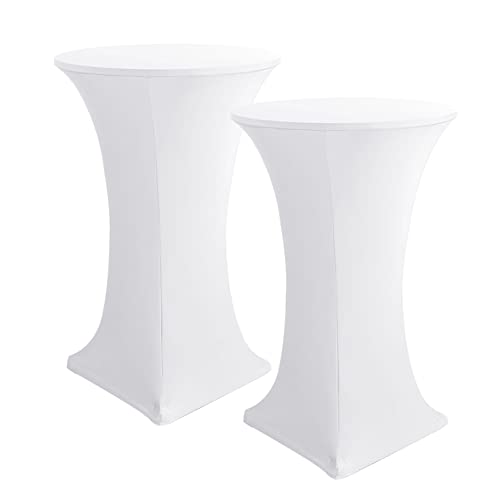 El Mejor Listado de Mesas de cóctel Top 10. 41 HolidayIdeas - Juego de 2 fundas de mesa de cóctel, de elastano elástico ajustado con esquinas elásticas (blanco, apto para mesas de 30 a 32 pulgadas de diámetro x 43 pulgadas...