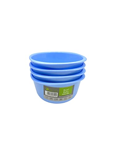 ECO Unbreakable Reusable Colourful Plastic Bowls Set of 4 Shatterproof 100% Food Safe Perfect for Camping, Indoor, Outdoor and Picnic(Blue, Baby 400ML)