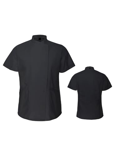 TopTie Women's Chef Coat With Pockets Short Sleeve Chef Jacket