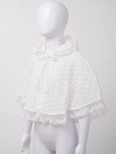 Baby Girls Hooded Floral Lace Princess Cape Cloak Christening Birthday Party Shoulder Wrap Shawl4